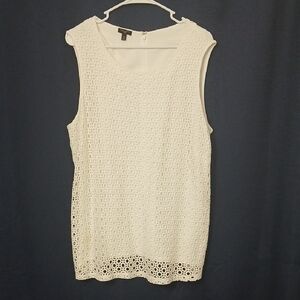 Talbots White Sleeveless Crochet Blouse  Size 1x